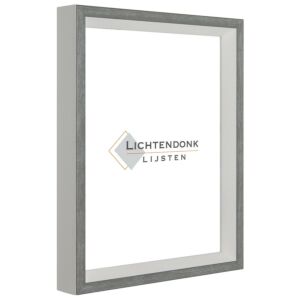 Fotolijst - Wit met Grijs vooraanzicht - Verdiept profiel, 18x18cm