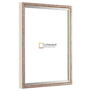 Fotolijst – Oranjebruin met Zilver - Witte zijkant - Smal Lijstprofiel, 13x13cm