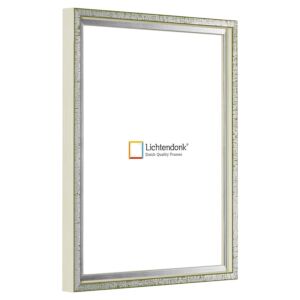 Fotolijst – Pastel Groen met Zilver - Witte zijkant - Smal Lijstprofiel, 15x23cm